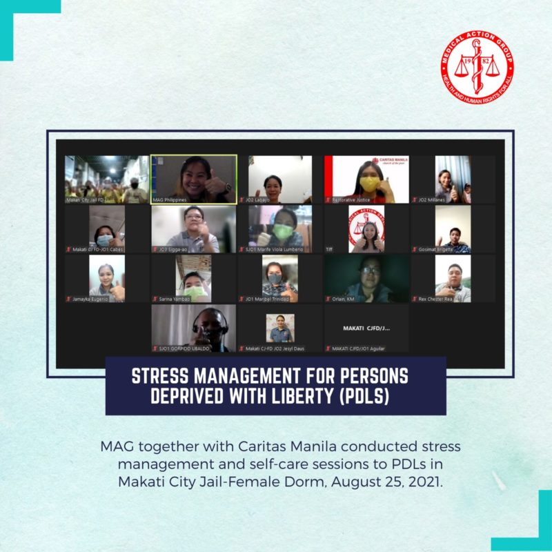 Stress Management for Persons Deprived of Liberty (PDLs) in some Metro Manila Jails