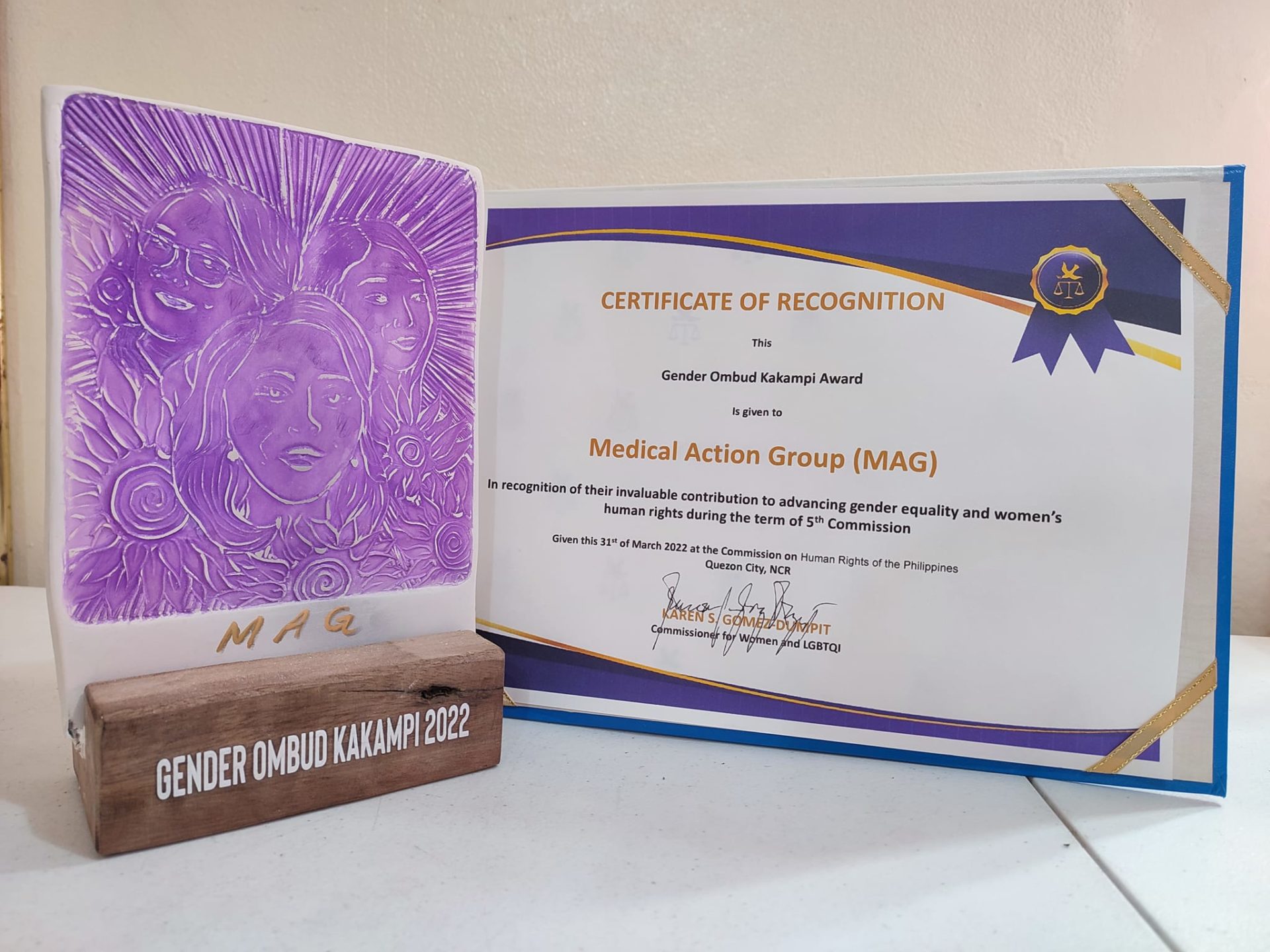 MAG receives the Gender Ombud Kakampi Award