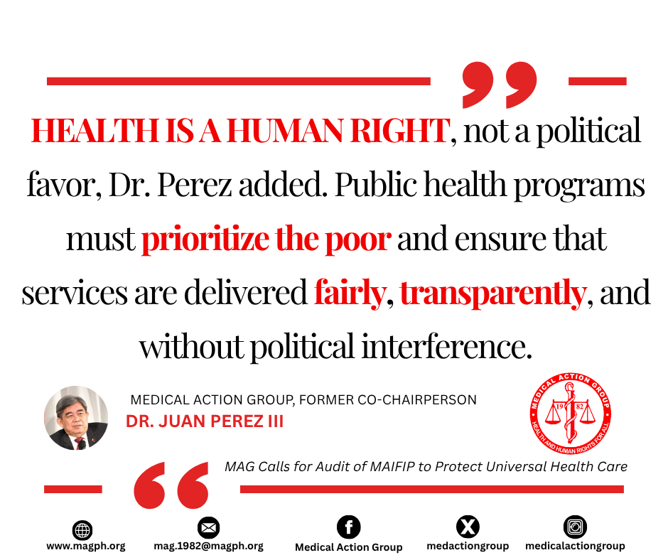 MAG Calls for Audit of MAIFIP to Protect Universal Health Care